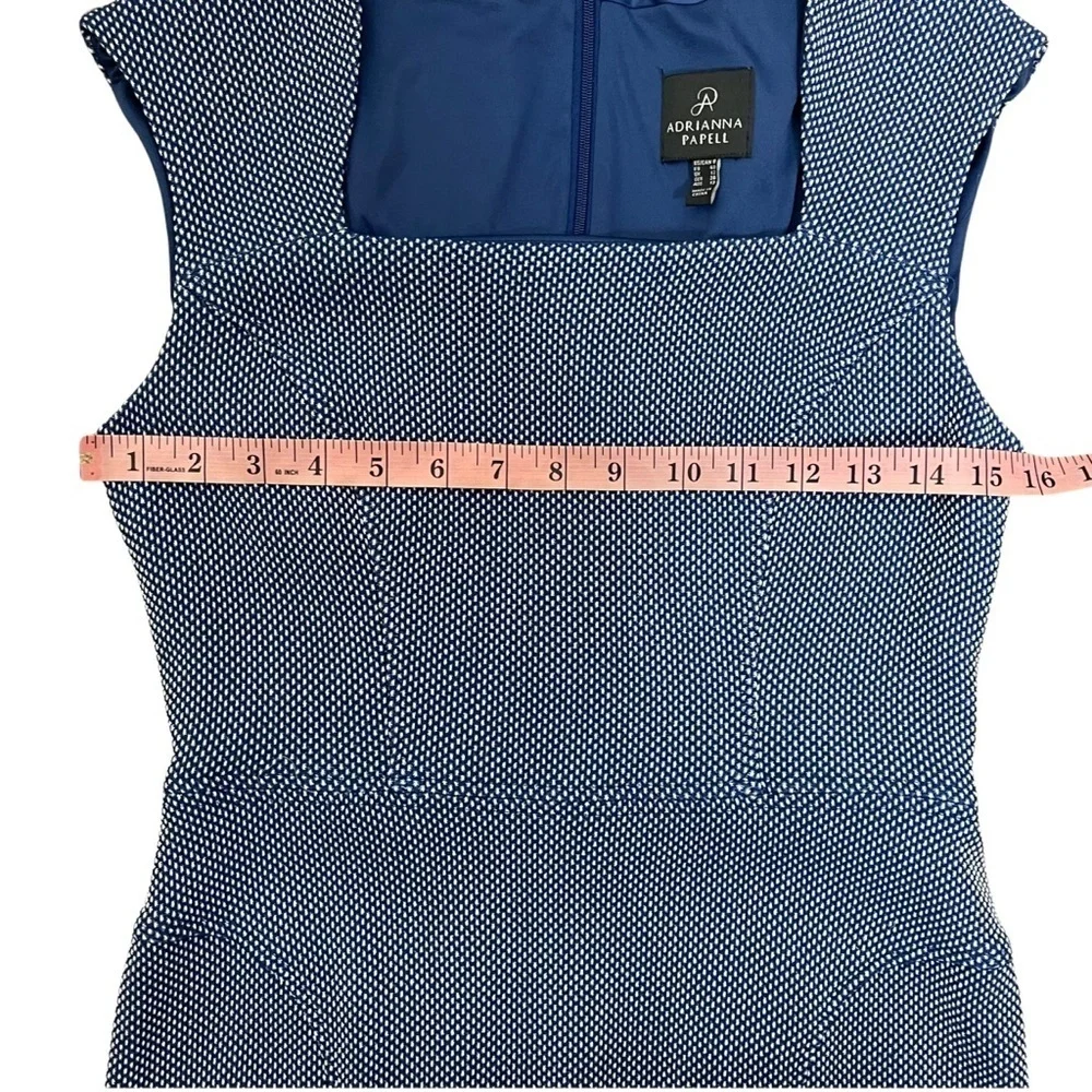 Adrianna Papell Blue White Textured Structured Sheath Dress womens 8‎